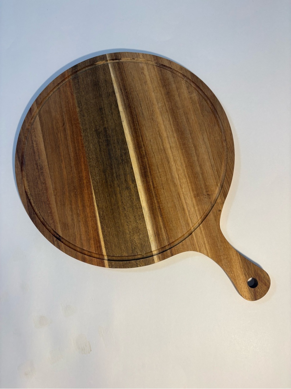 NEW Round Acacia Wood Cutting Charcuterie Pizza Board with Handle Entertaining